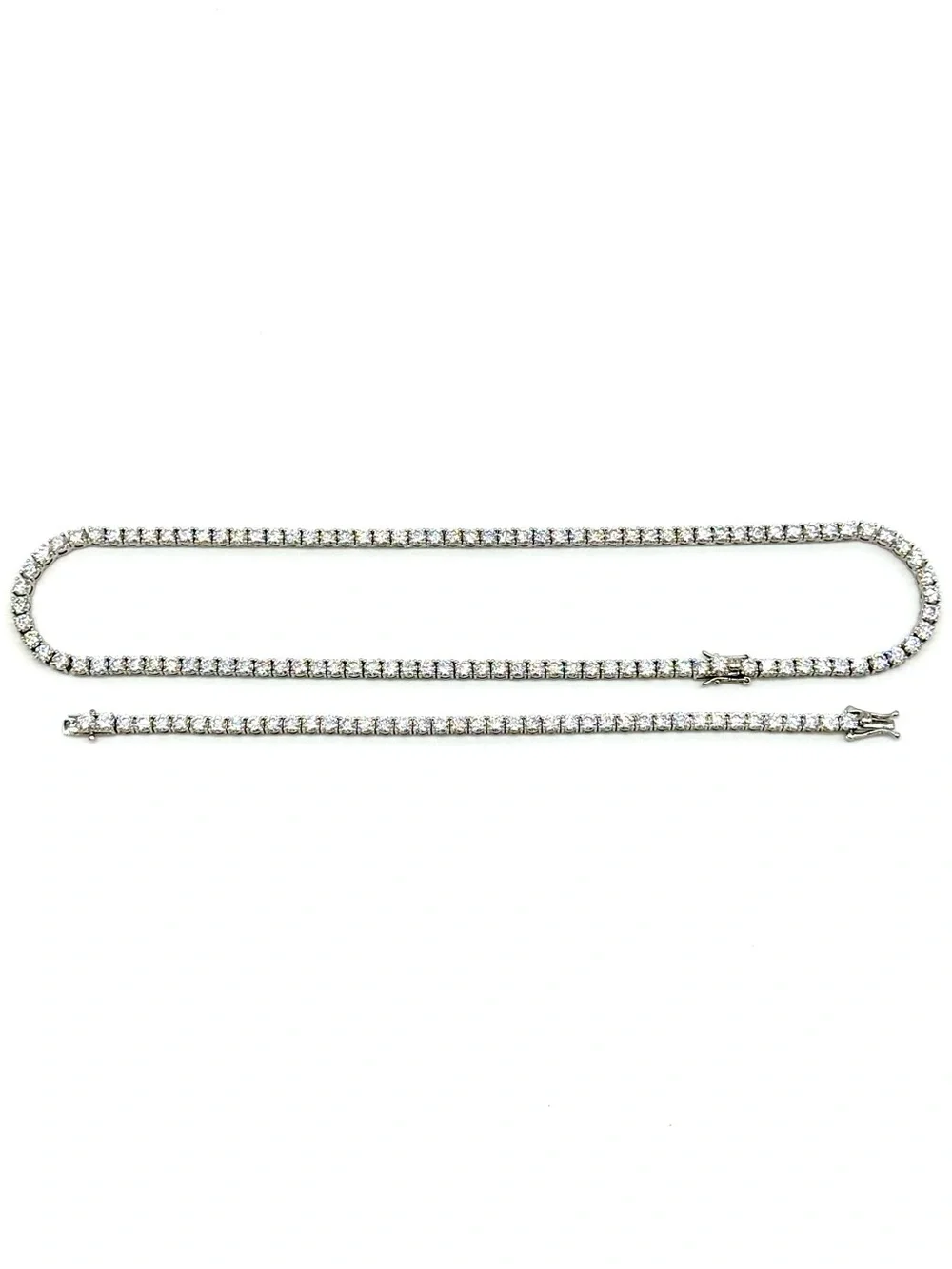 925 Silver, 4mm Moissanite Tennis Chain & Bracelet Set